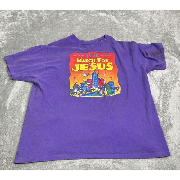 Hanes Other - Vintage 1996 March For Jesus Short Sleeve T Shirt Men's Size XL Purple